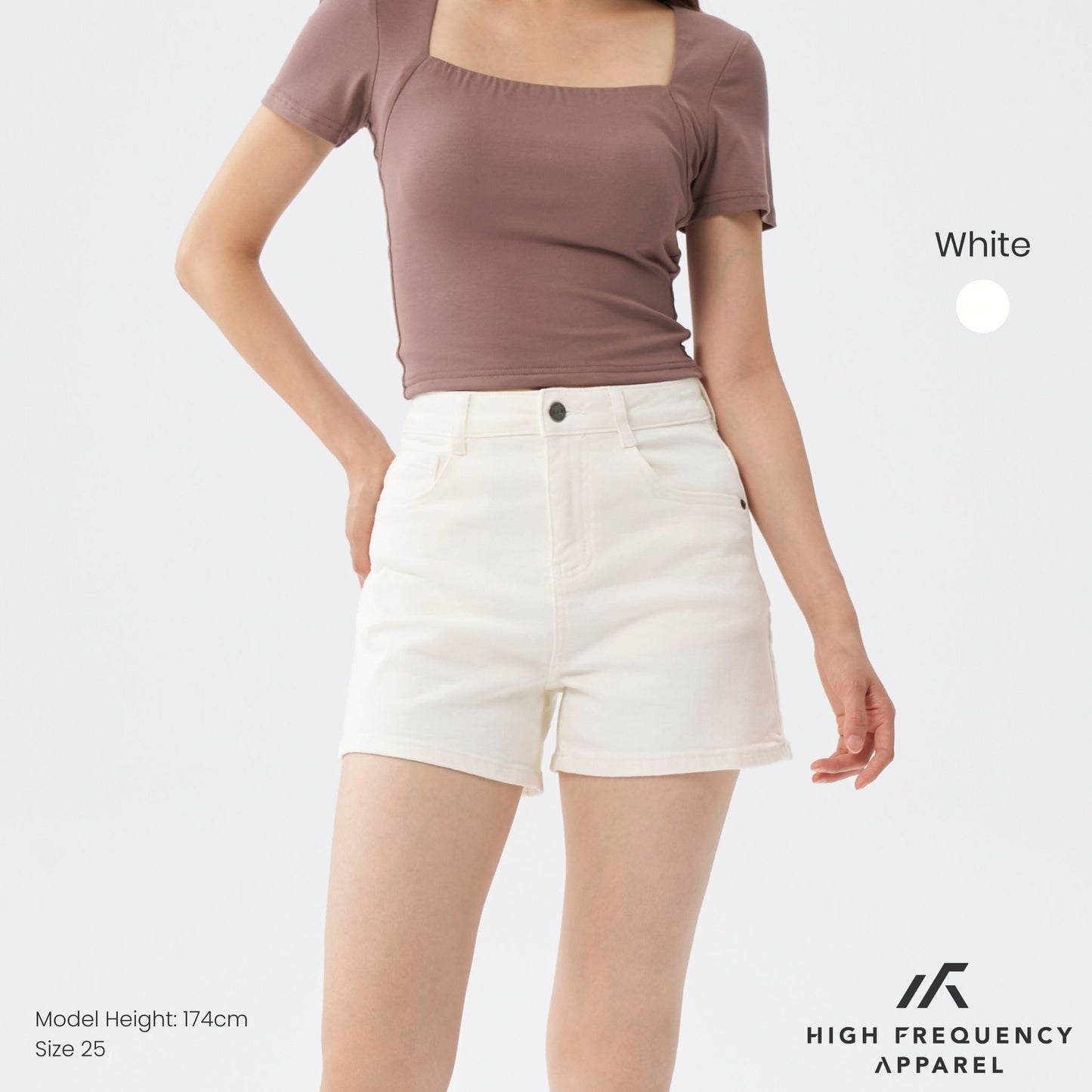 hfa women's bw mid-waisted stretch denim shorts