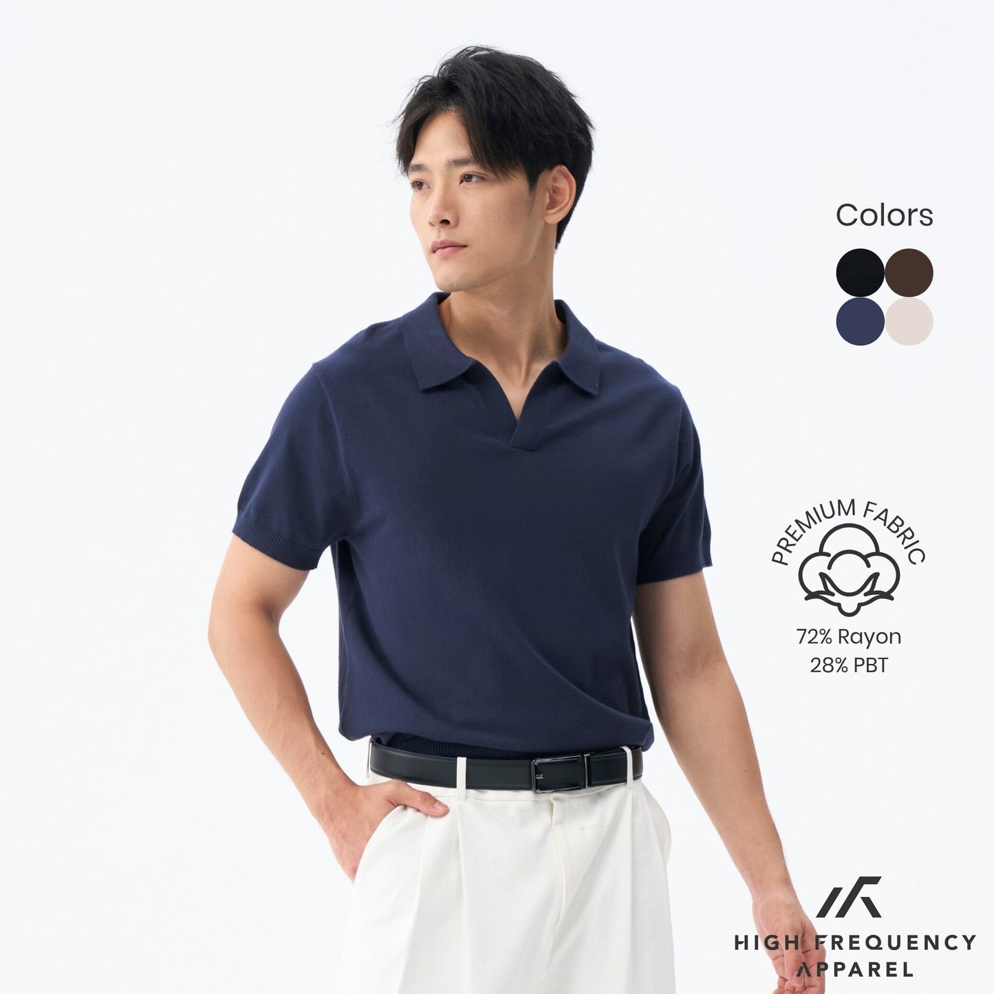 buttonless knitted polo shirt