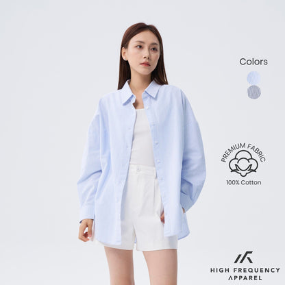 [PRE-LAUNCH] HFA Unisex Striped Ultra Curved Hem Long Sleeve Relaxed Shirt