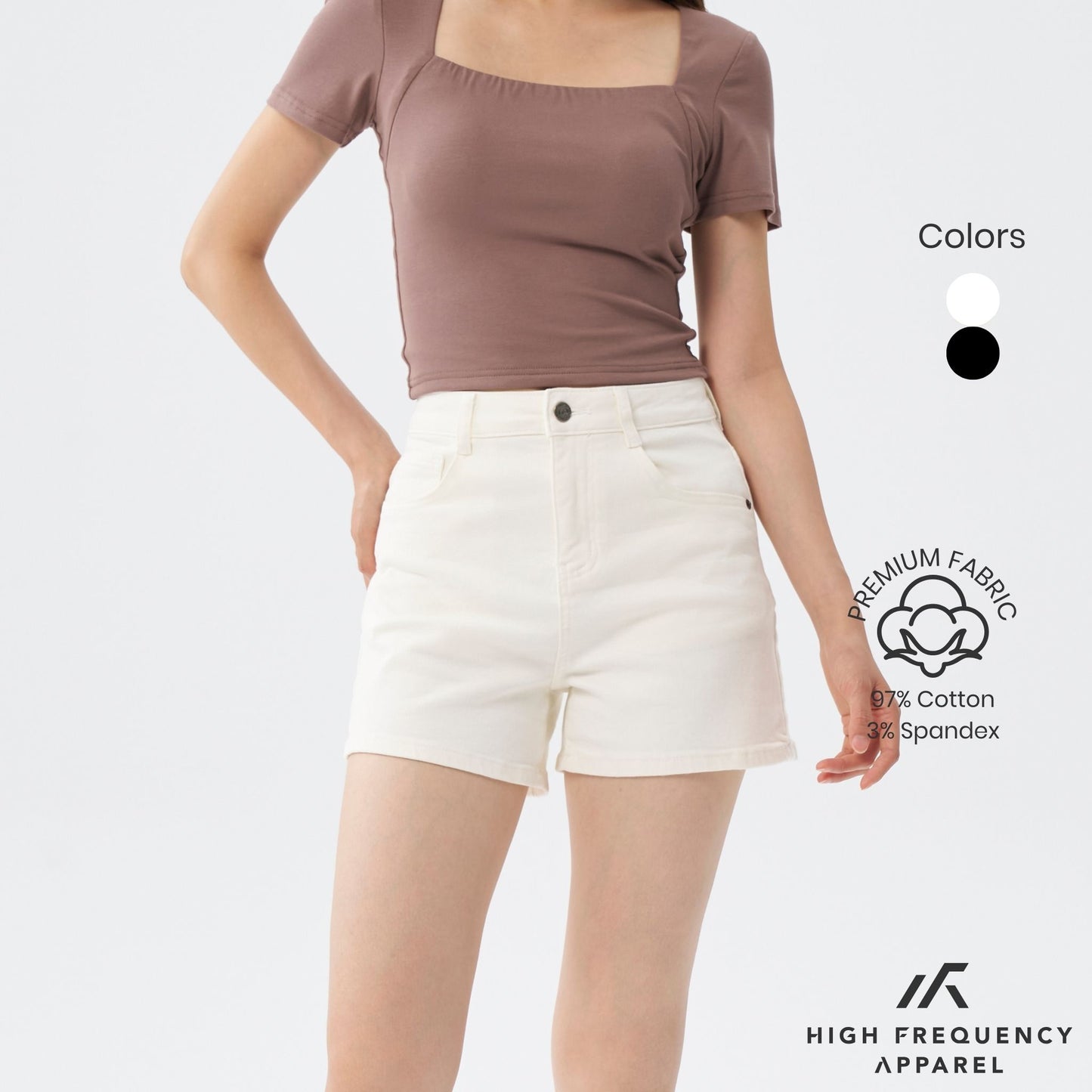 hfa women's bw mid-waisted stretch denim shorts