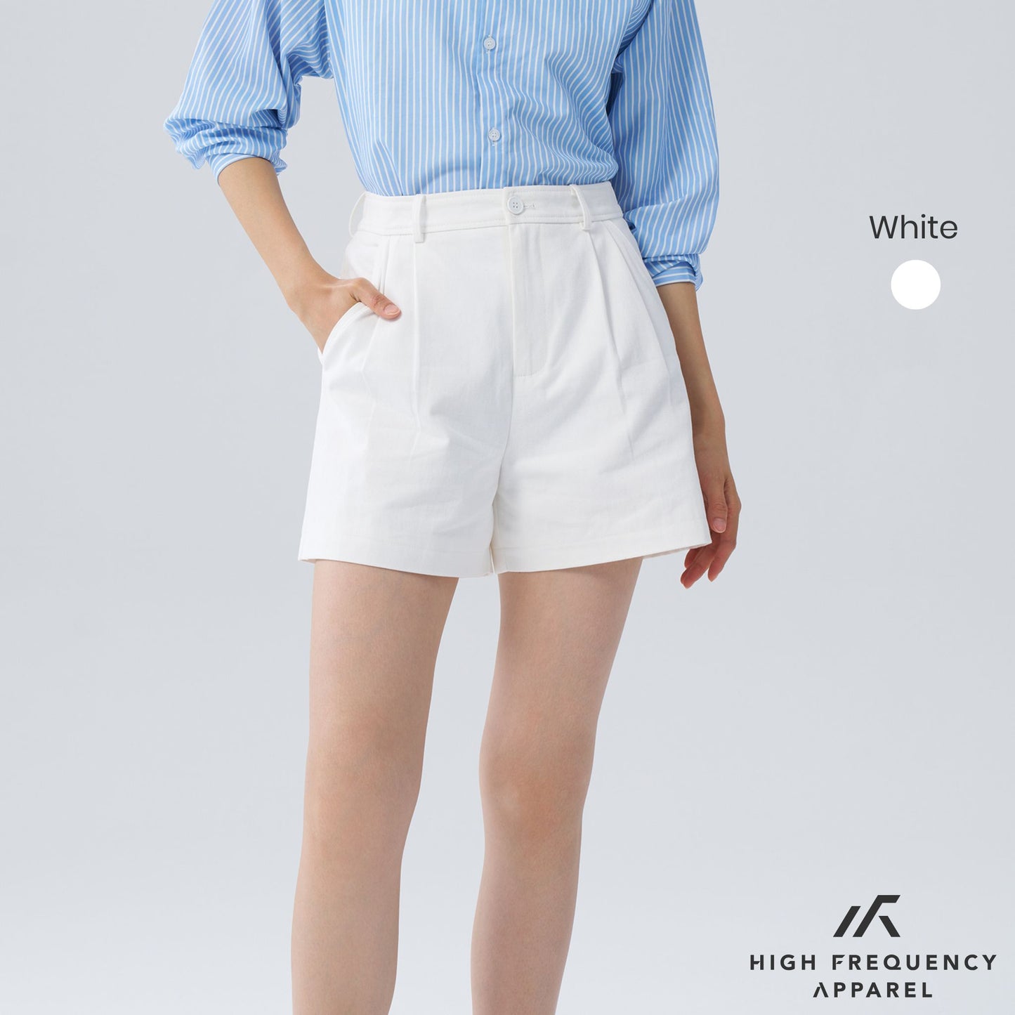 hfa women's double pleated chino high-waisted shorts