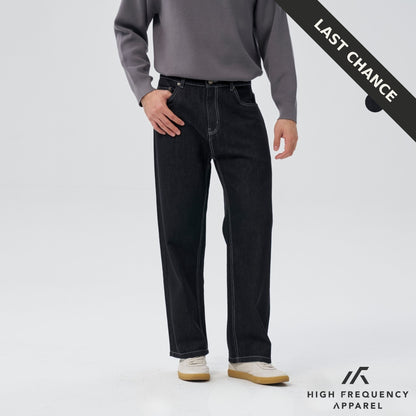 Straight Cut Dark Denim With Contrast Stitch