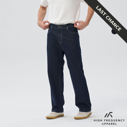 Straight Cut Dark Denim With Contrast Stitch