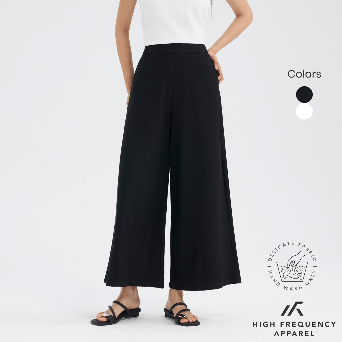 mesh wide leg elastic-waist pants