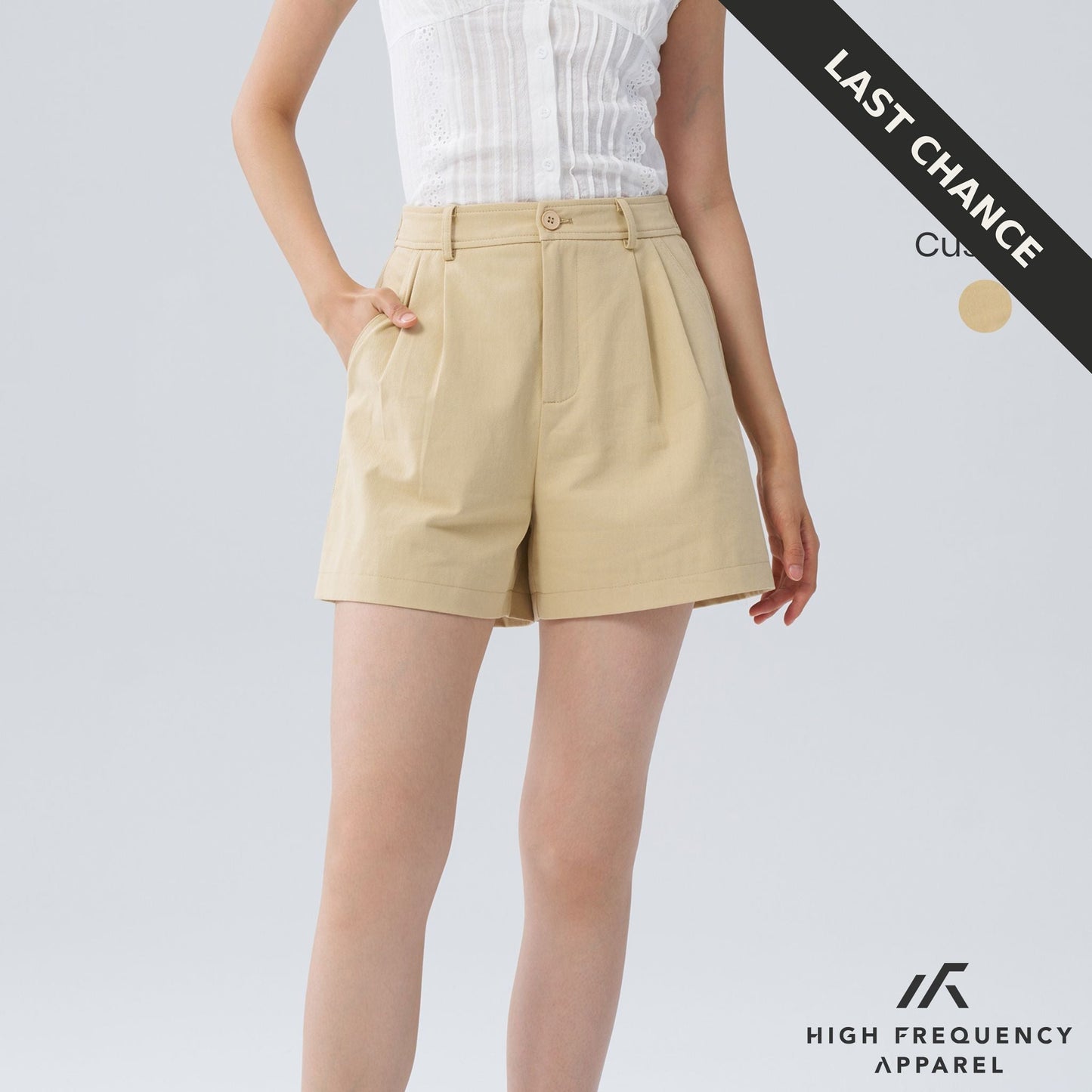 double pleated chino high-waisted shorts