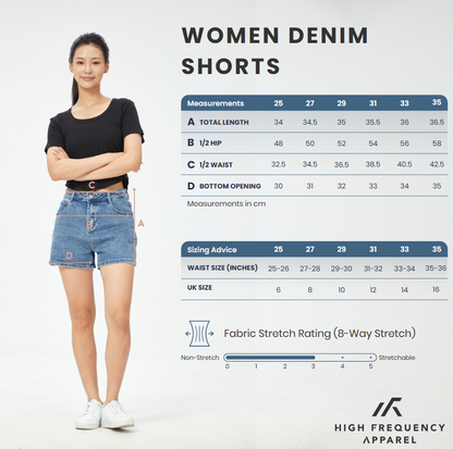 HFA Women's Mid-Waisted Stretch Denim Shorts