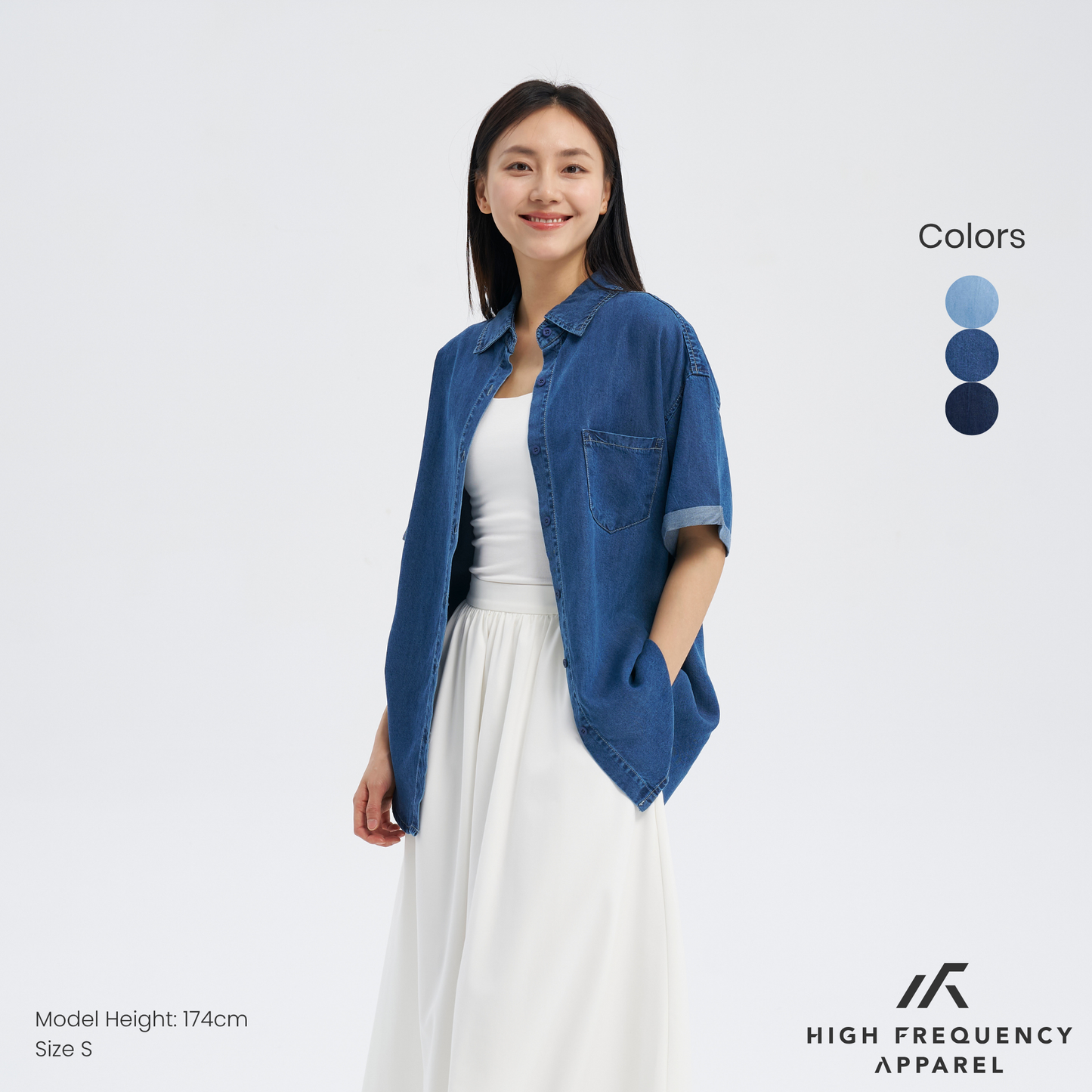 tencel denim relaxed short sleeve shirt