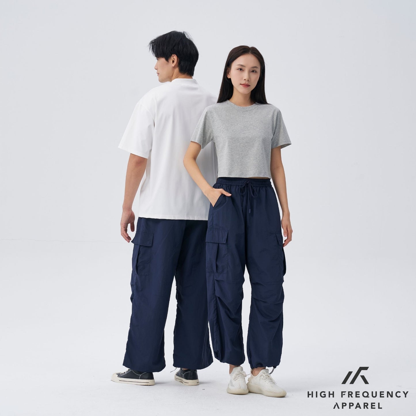 unisex waterproof wide leg cargo pants with adjustable cuffs
