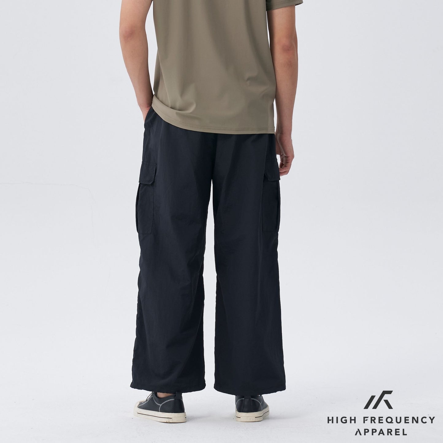 unisex waterproof wide leg cargo pants with adjustable cuffs
