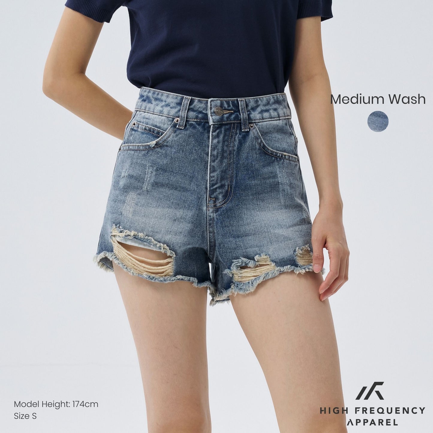 distressed denim shorts