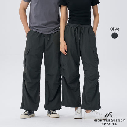 Unisex Waterproof Wide Leg Cargo Pants With Adjustable Cuffs