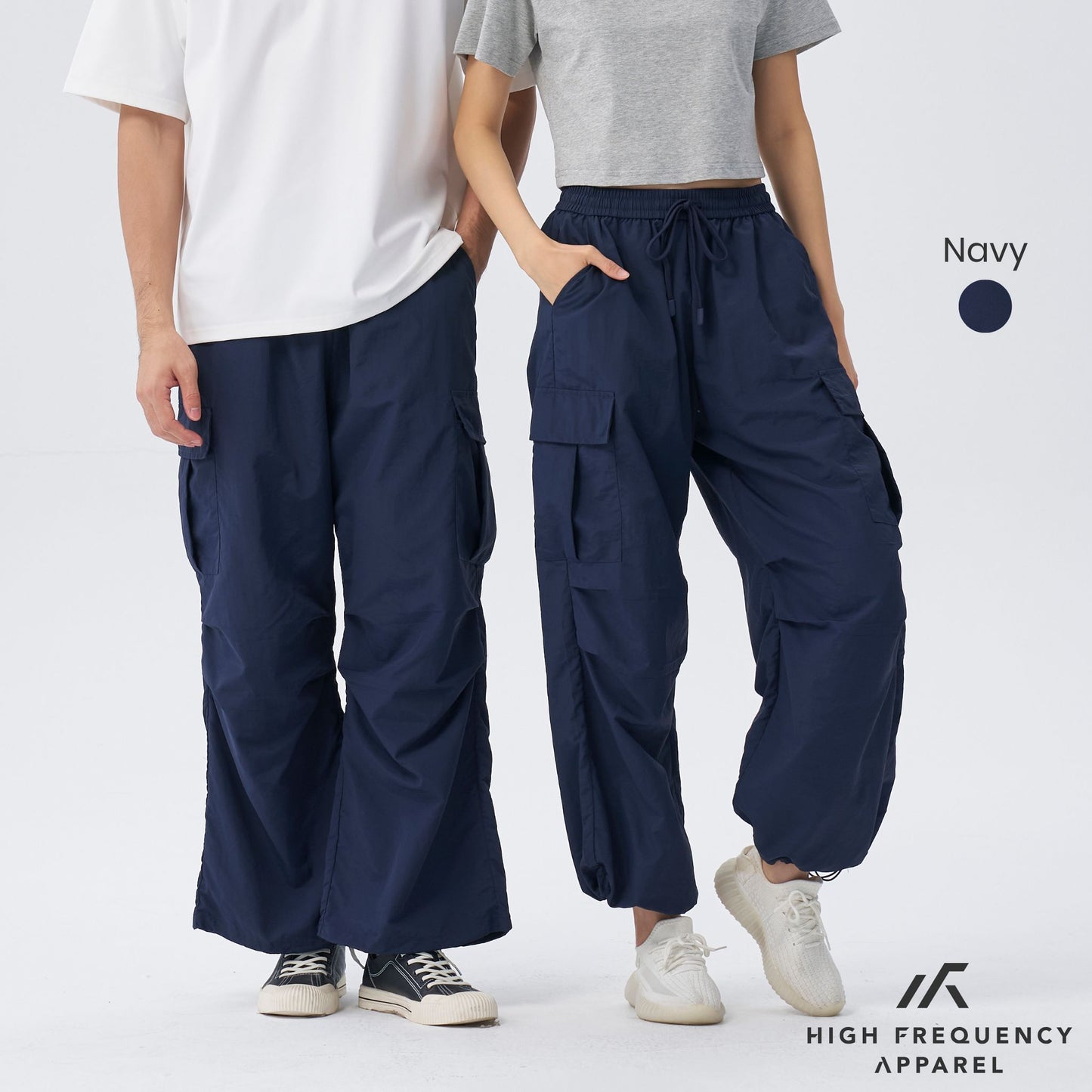 unisex waterproof wide leg cargo pants with adjustable cuffs