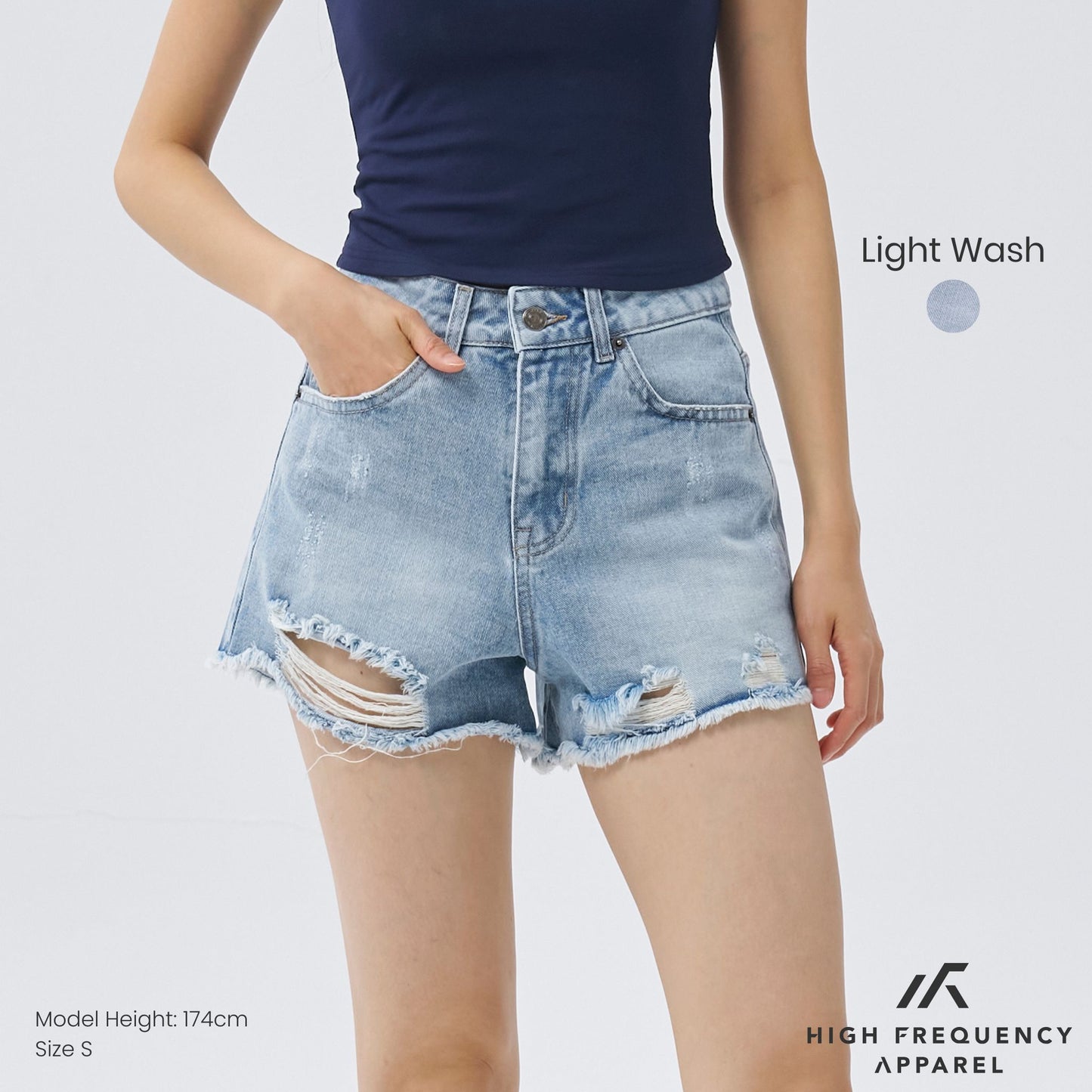 distressed denim shorts