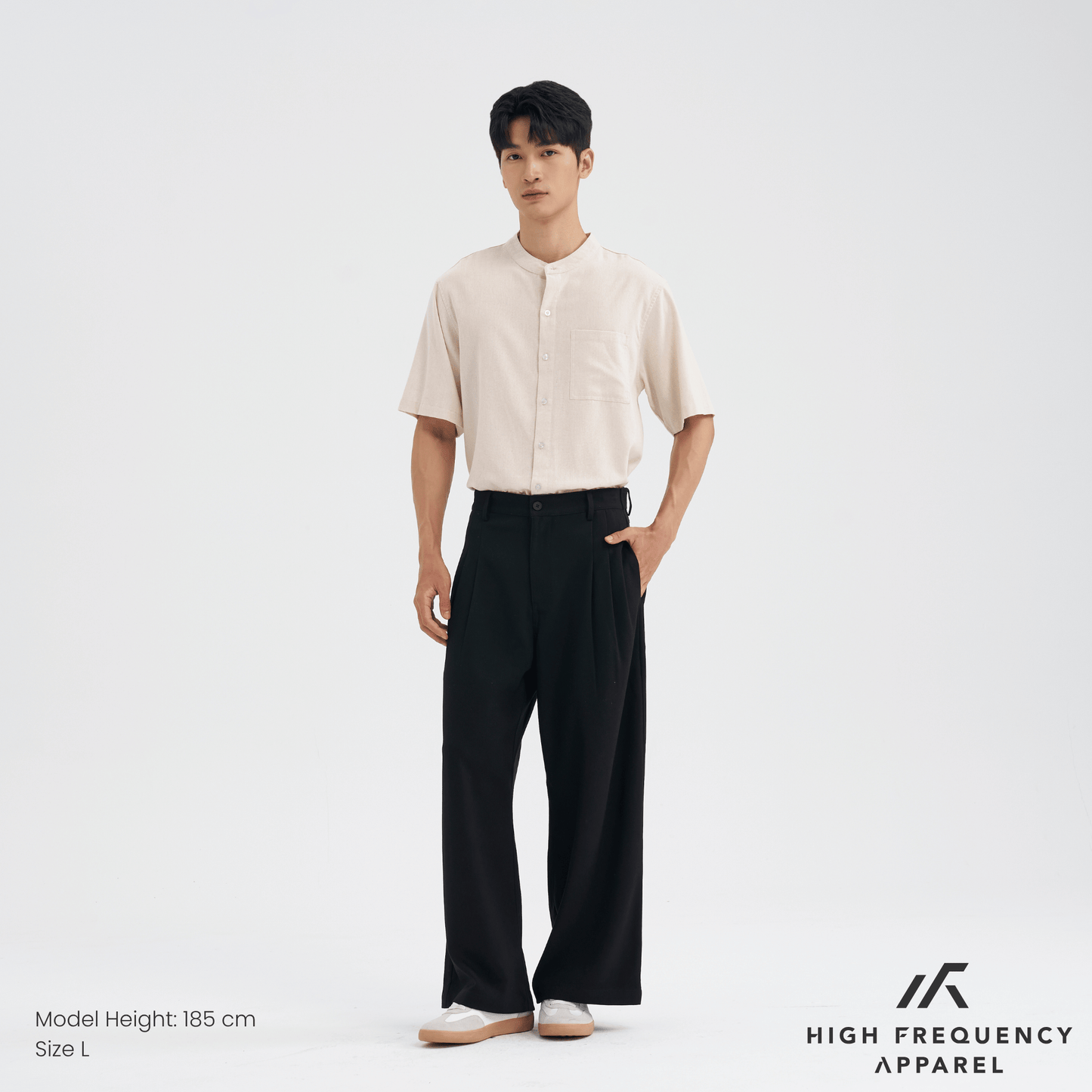high waisted triple pleated dress trousers with side adjusters