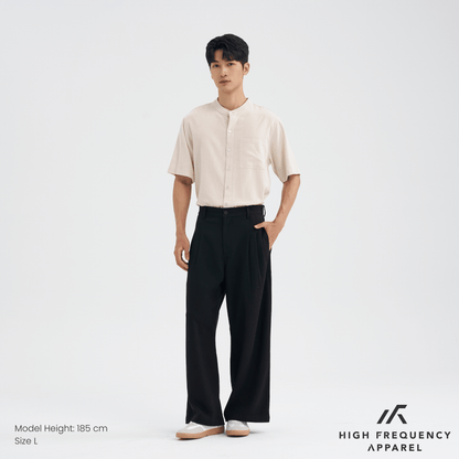 High Waisted Triple Pleated Dress Trousers With Side Adjusters