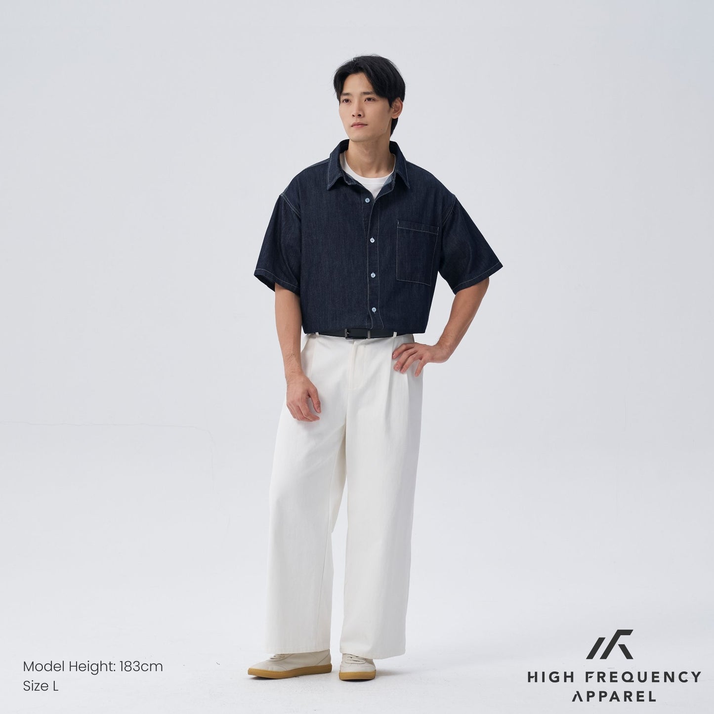 hfa men’s oversized short sleeve denim shirt