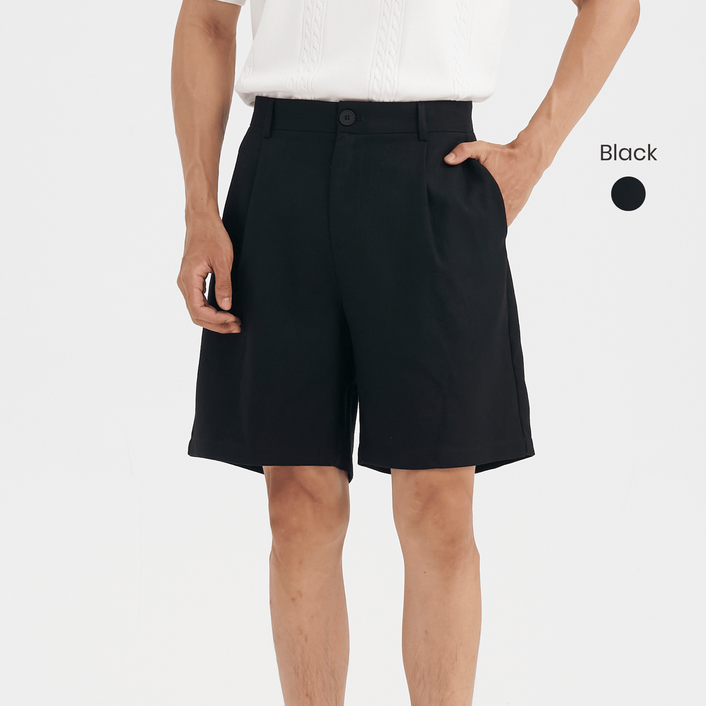 single pleated linen shorts