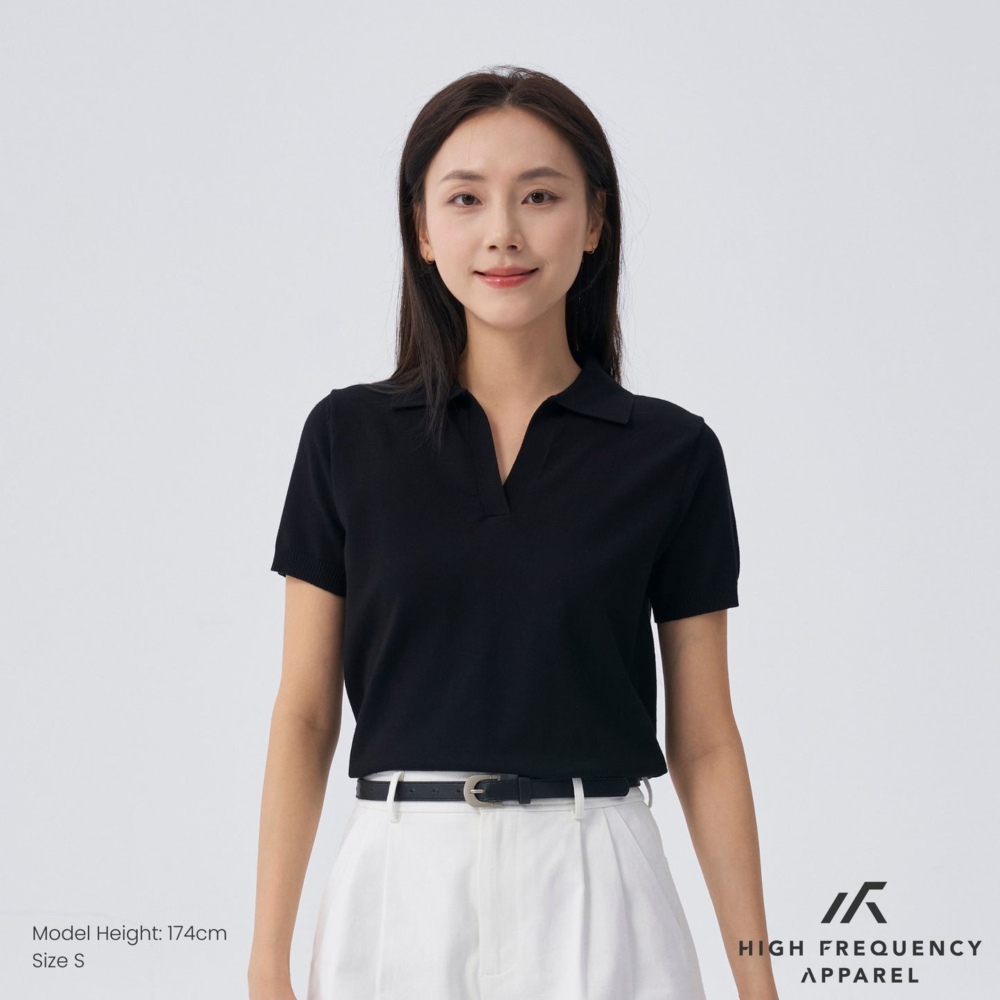 hfa women’s knitted buttonless polo