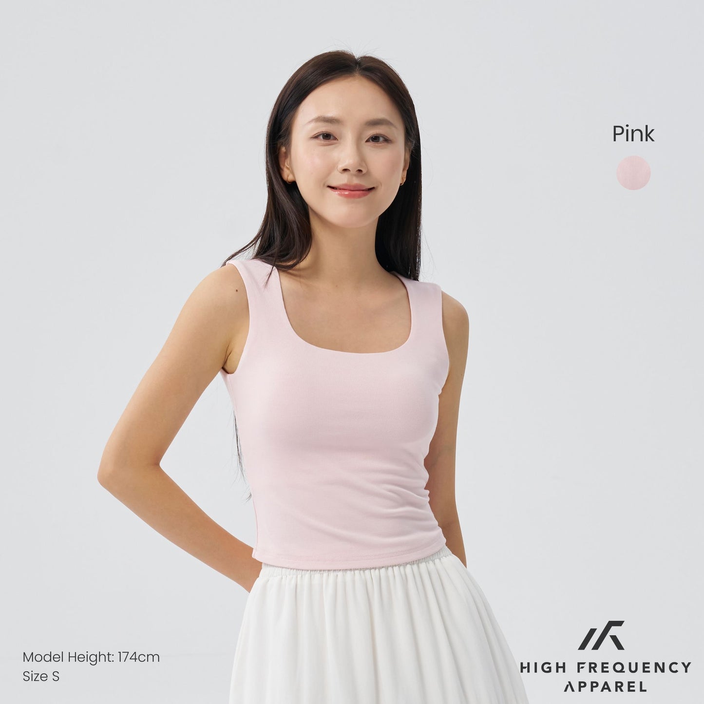 soft stretch square neck sleeveless padded top