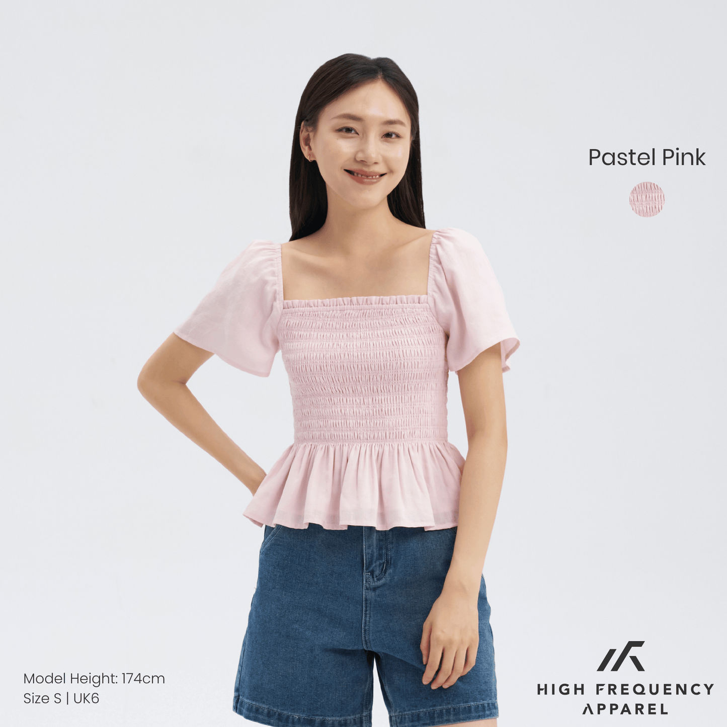 square neck full smocked flutter sleeve top