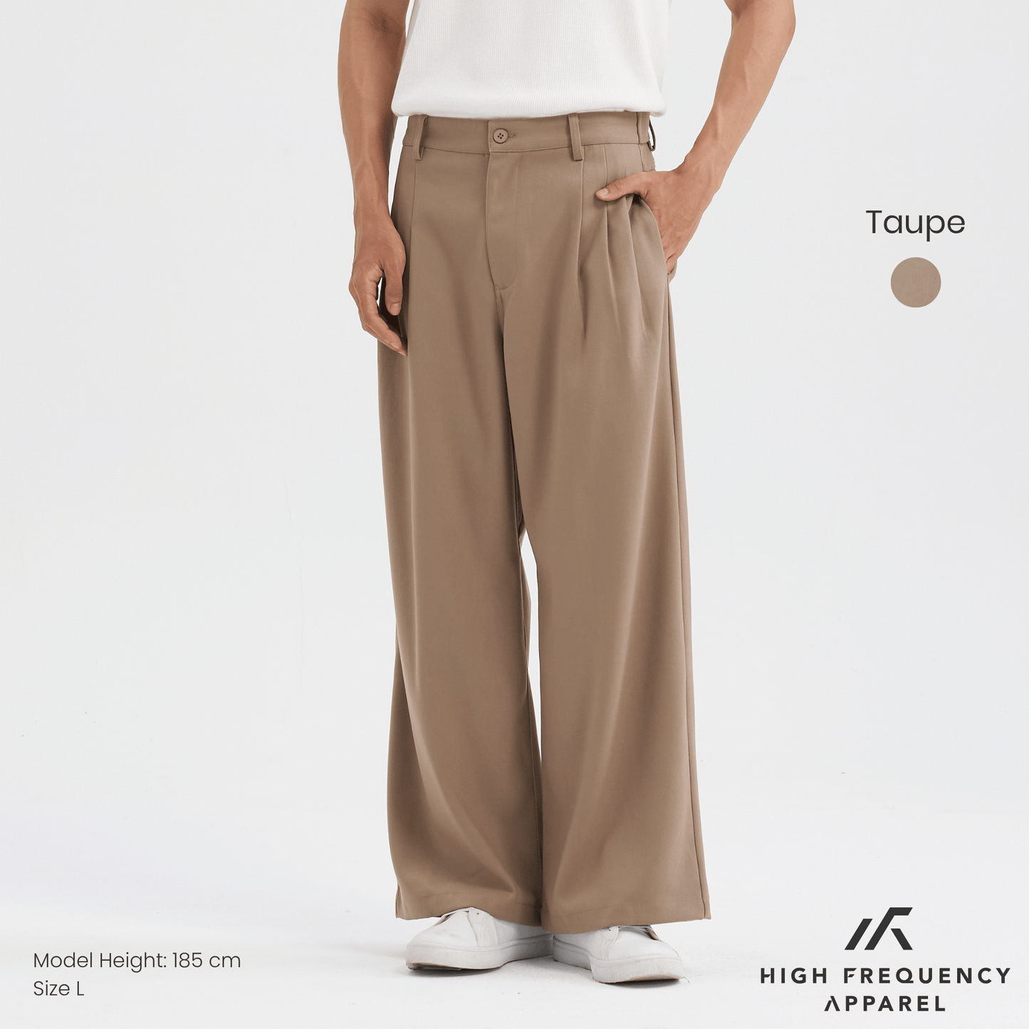 high waisted triple pleated dress trousers with side adjusters