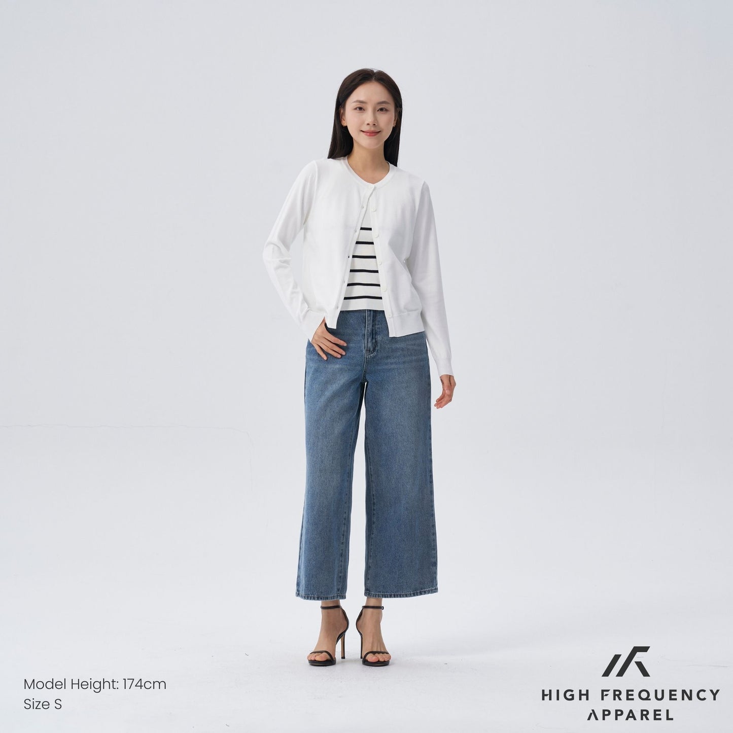 hfa women’s crew neck long sleeve cardigan