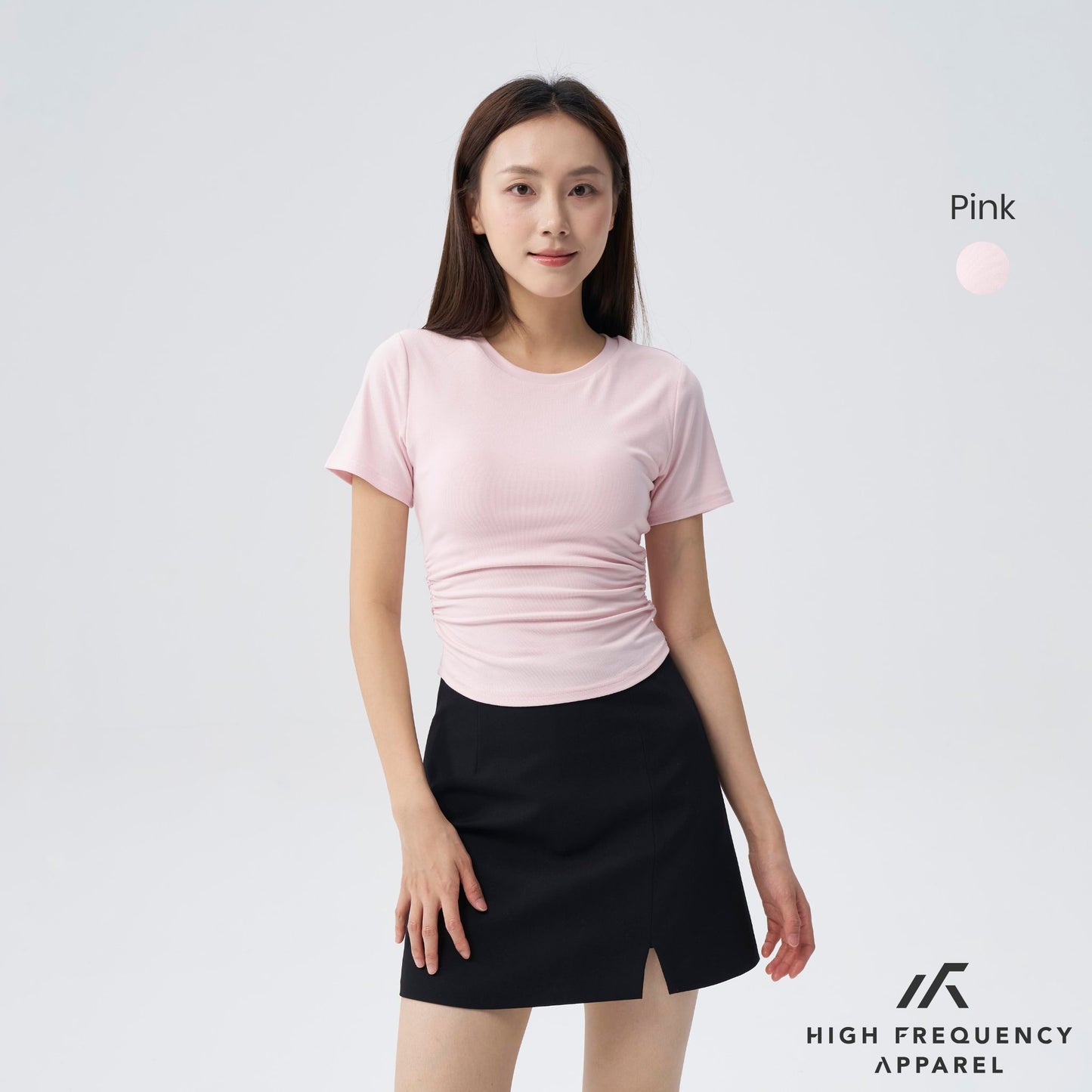 hfa women’s soft stretch crew neck ruched padded tee