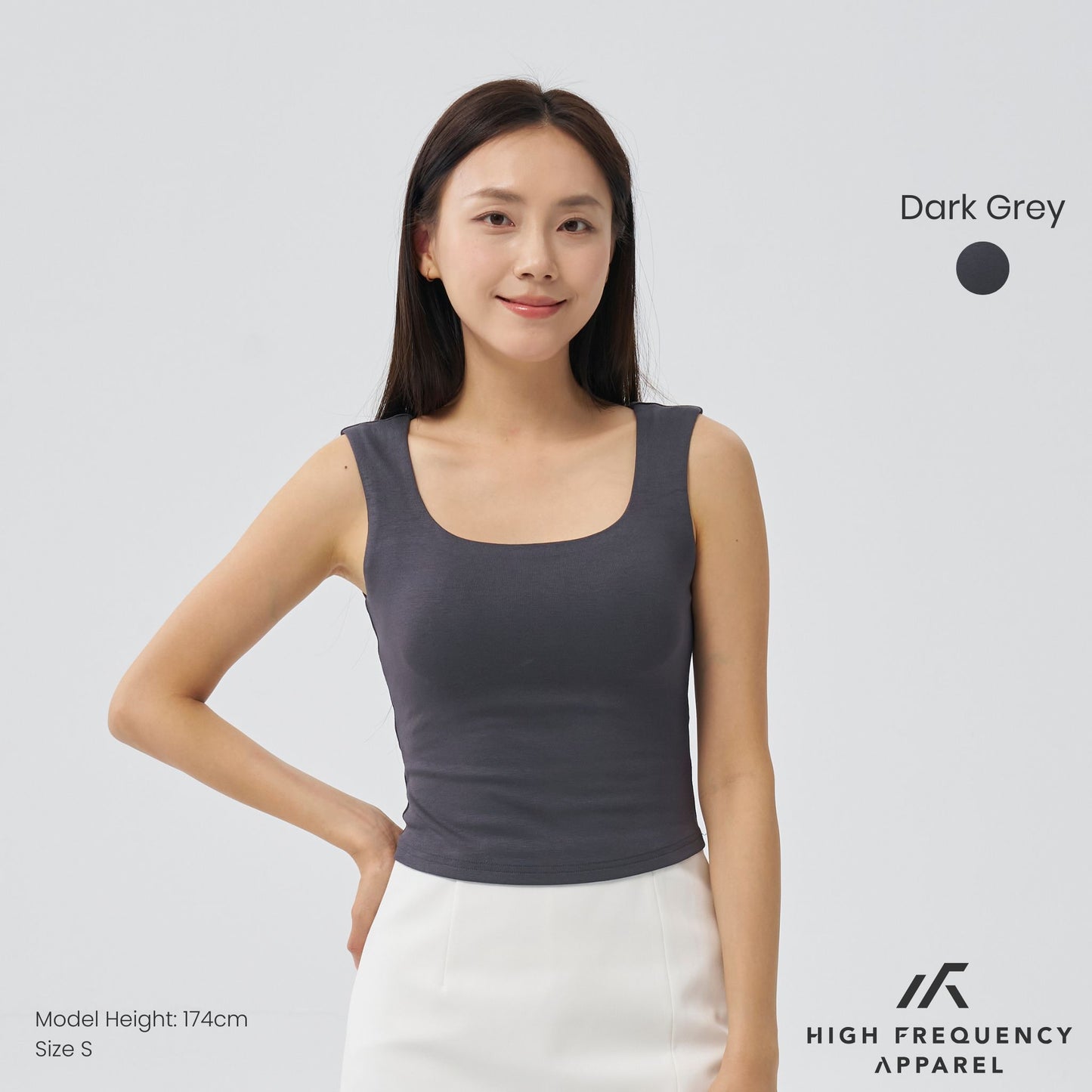 soft stretch square neck sleeveless padded top
