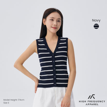 HFA Women’s Striped Knitted Button Vest