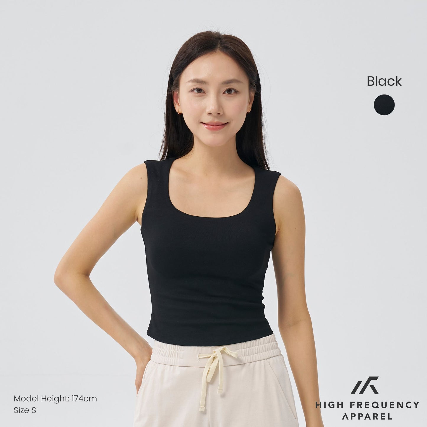 soft stretch square neck sleeveless padded top