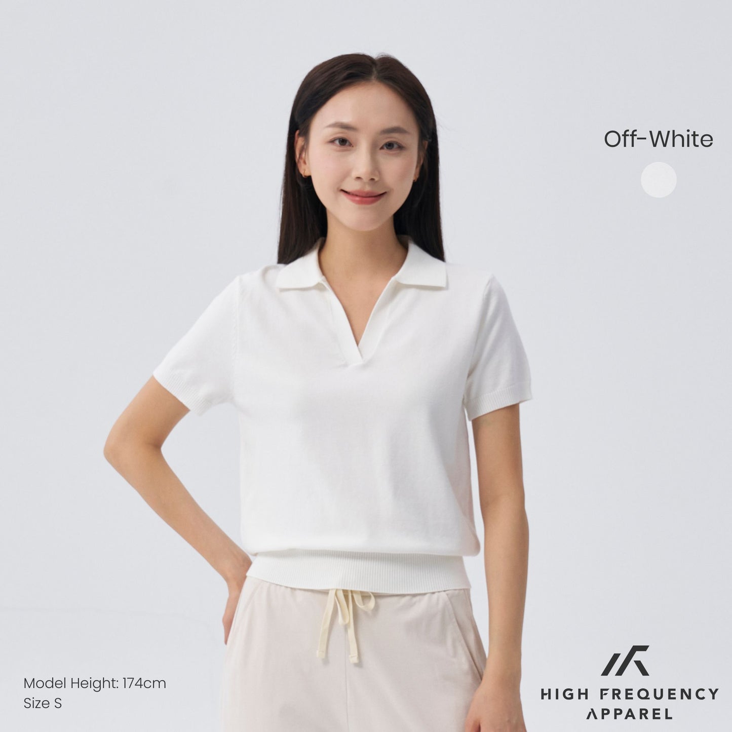 hfa women’s knitted buttonless polo