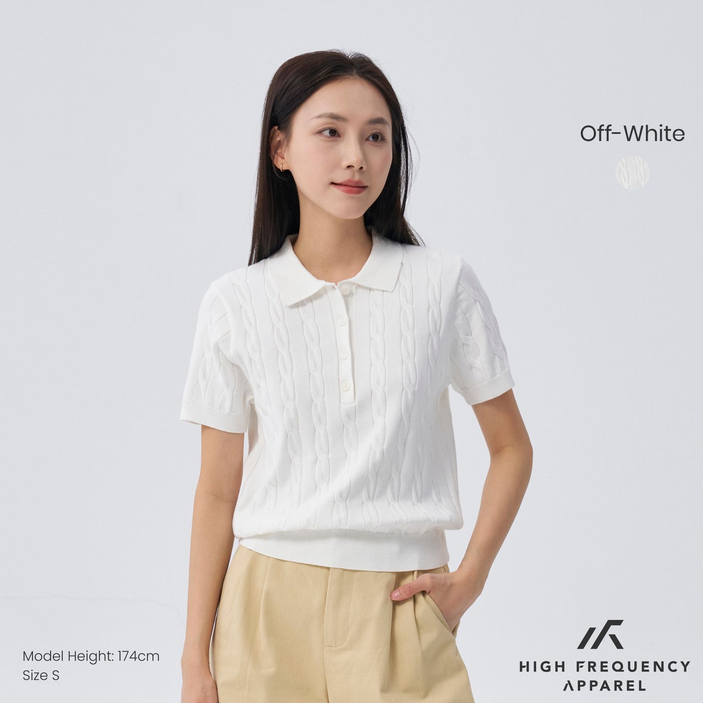 hfa women’s cable knitted polo