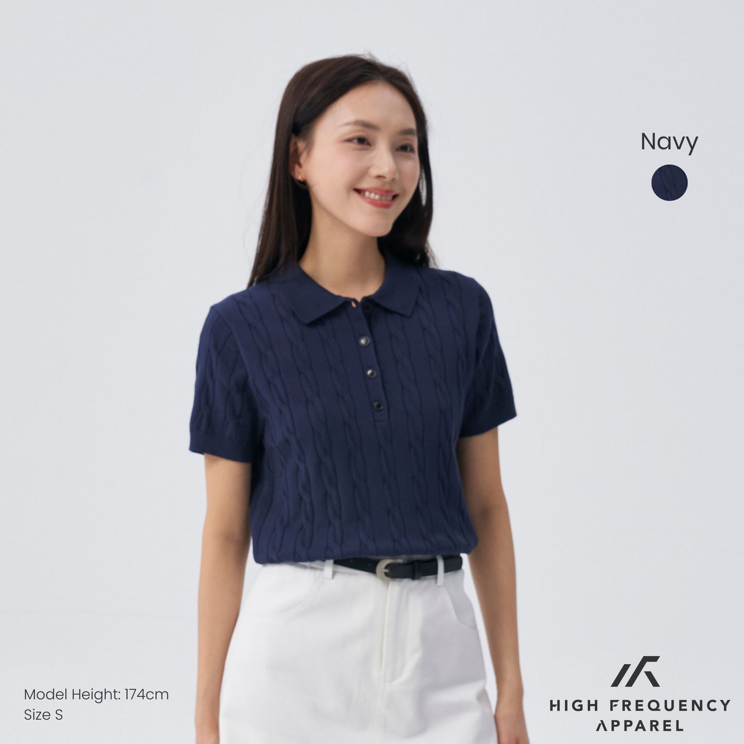 hfa women’s cable knitted polo