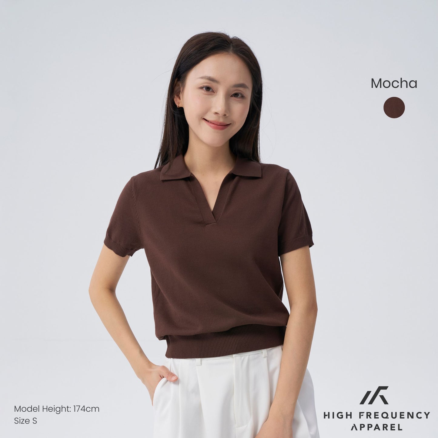 hfa women’s knitted buttonless polo