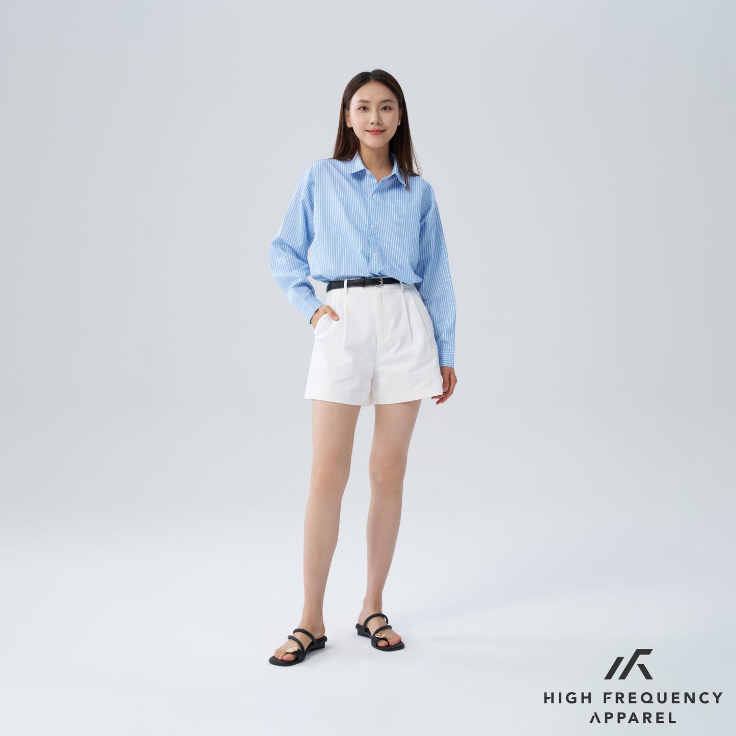 hfa women's double pleated chino high-waisted shorts