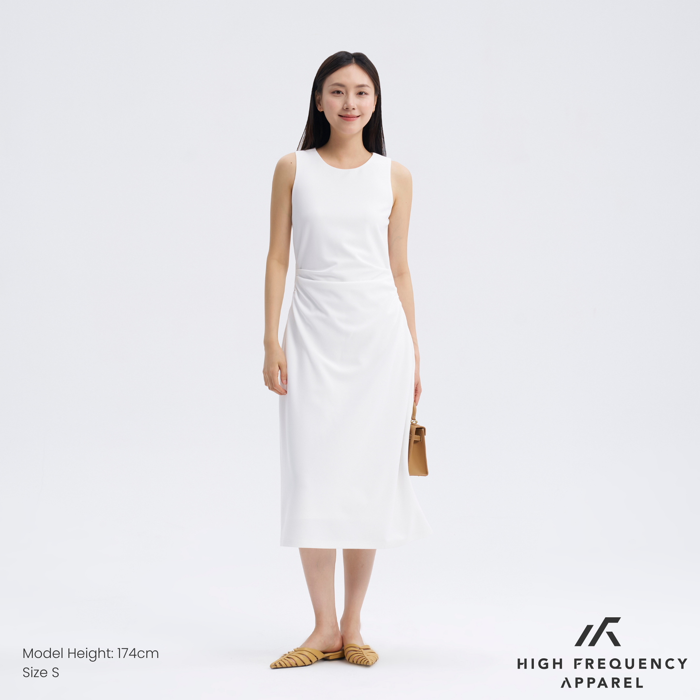women's sleeveless maxi ruched dress