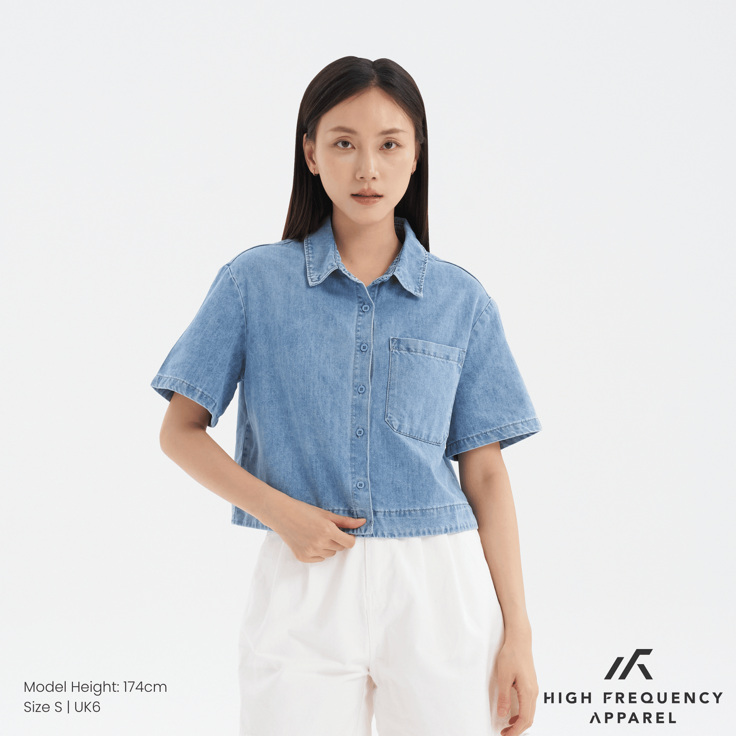 women's cropped denim shirt