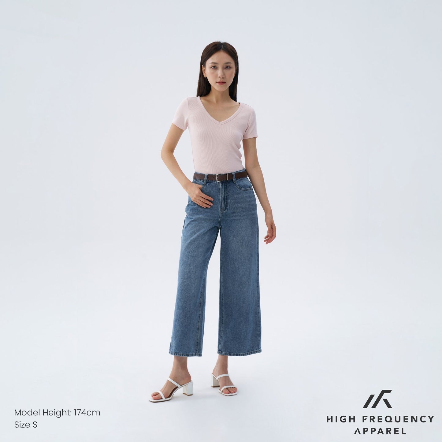 hfa women’s v-neck short sleeve ribbed tee – stretch fit essentials