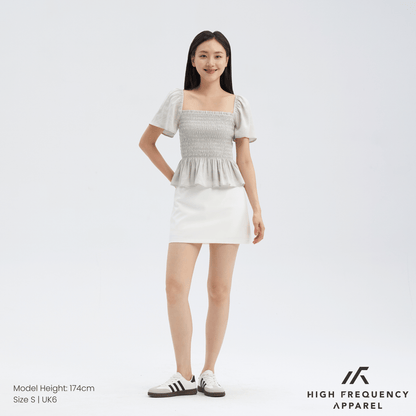 Square Neck Full Smocked Flutter Sleeve Top