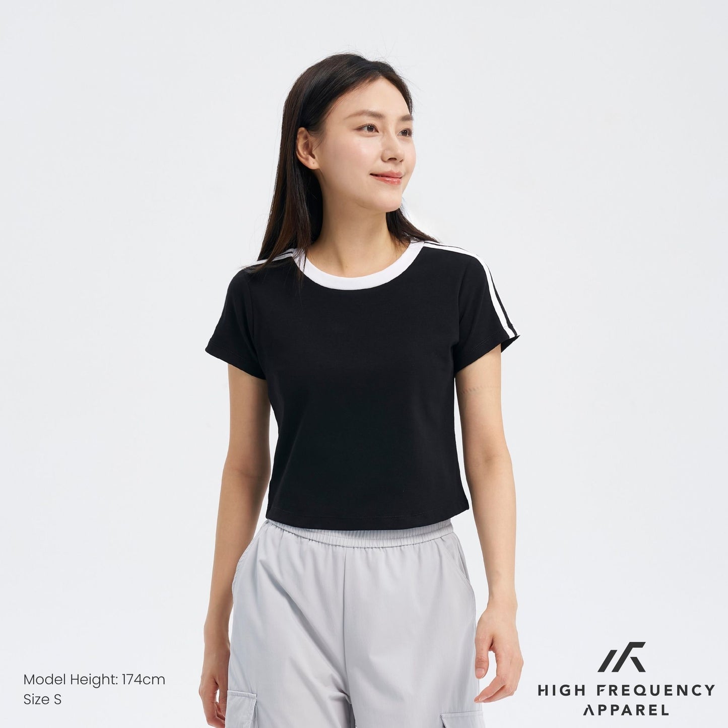 striped curved hem baby tee