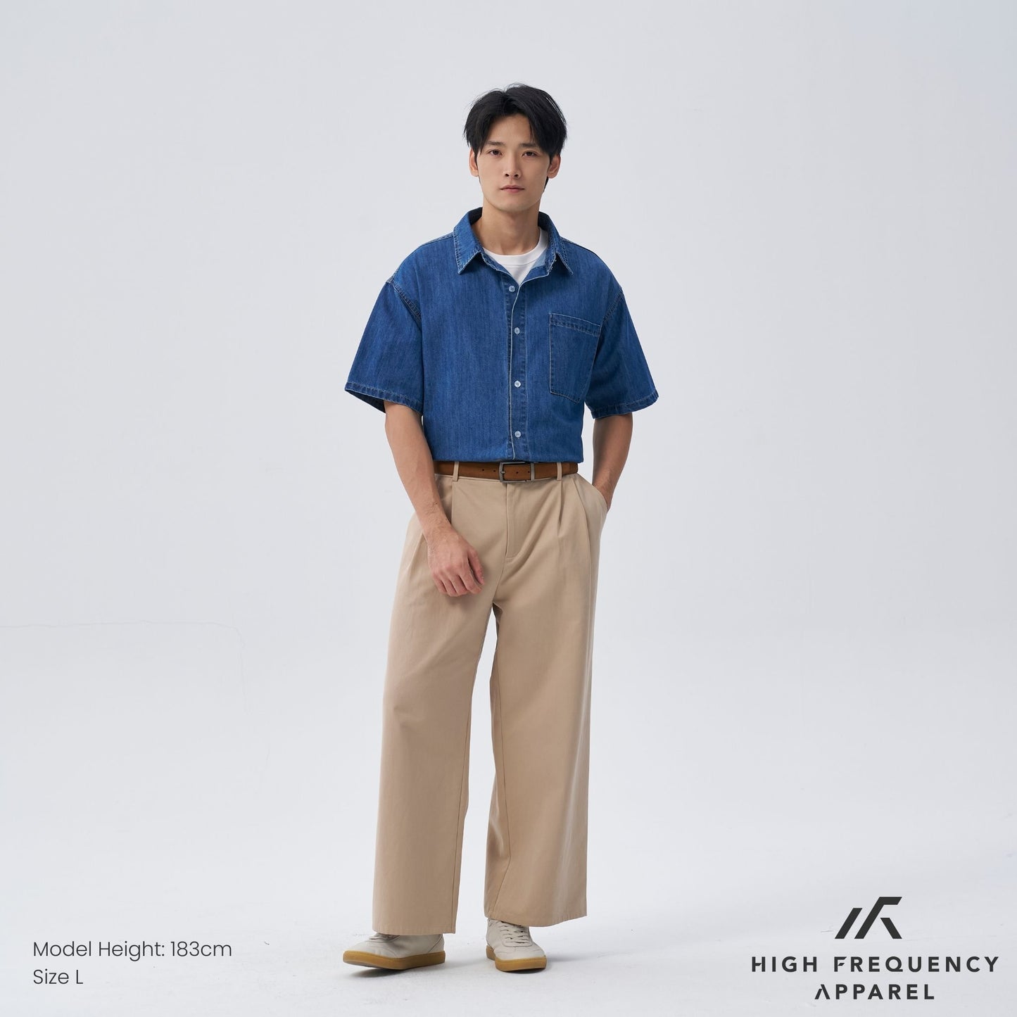 hfa men’s oversized short sleeve denim shirt