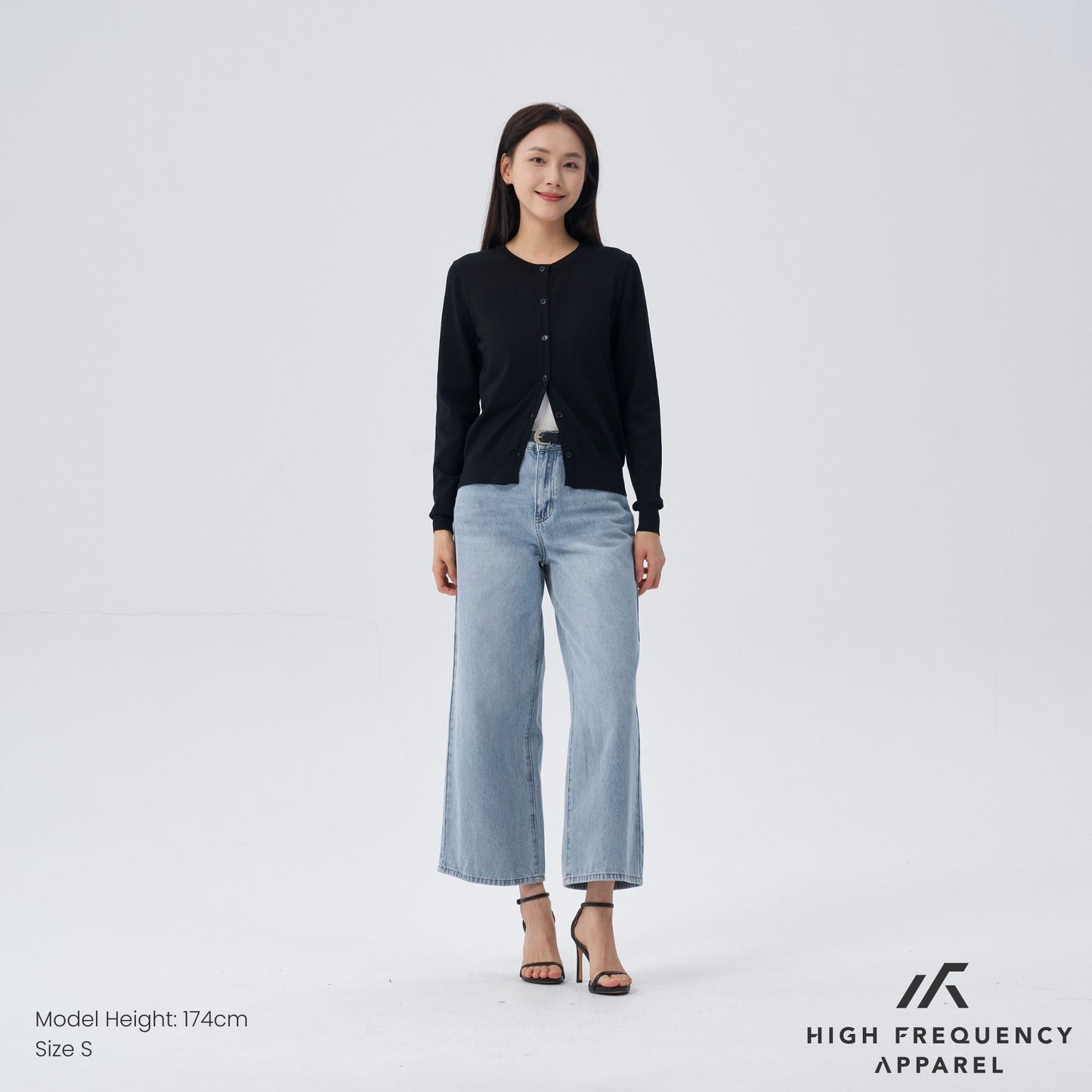 hfa women’s crew neck long sleeve cardigan