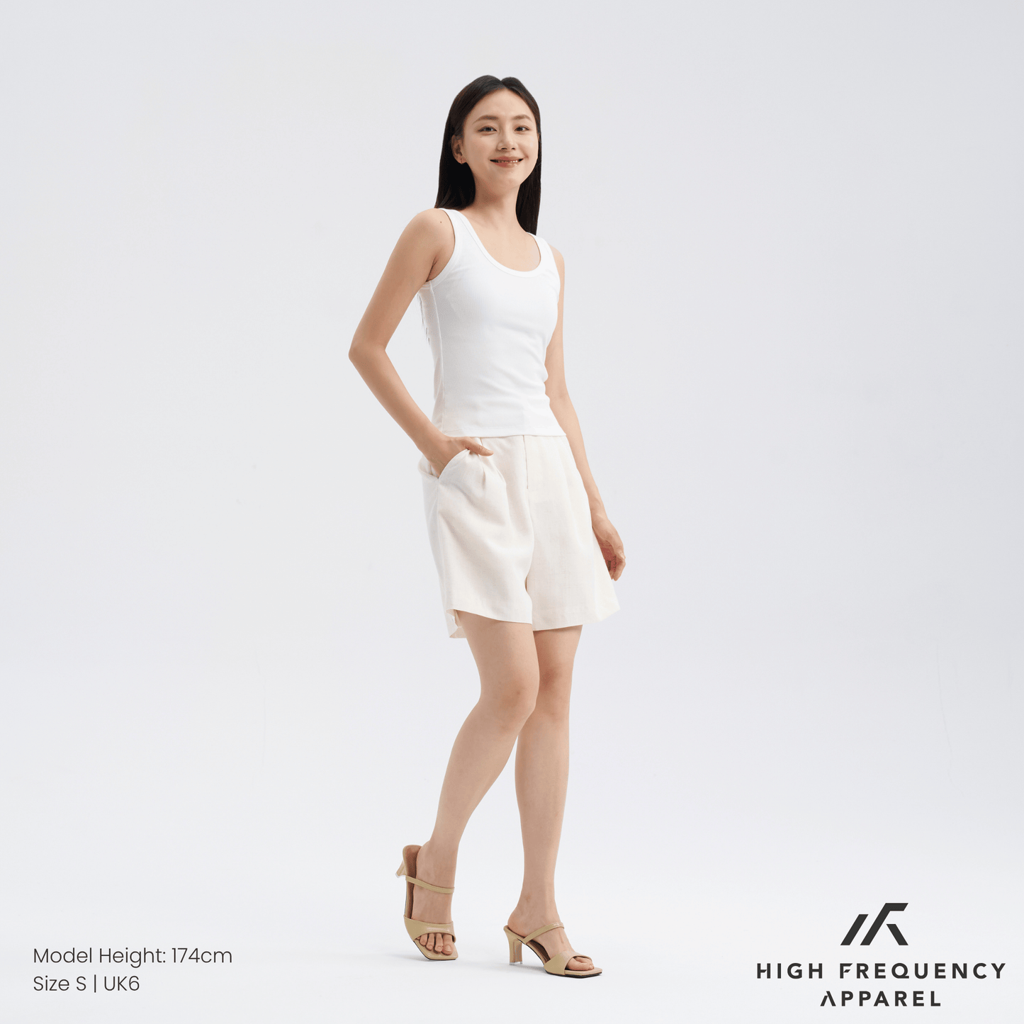 tencel linen longline double pleated shorts