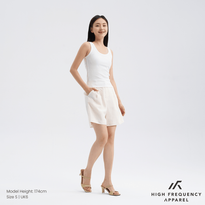 Tencel Linen Longline Double Pleated Shorts