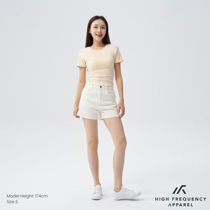 HFA Women’s Soft Stretch Crew Neck Ruched Padded Tee