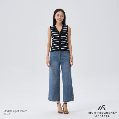 HFA Women’s Striped Knitted Button Vest