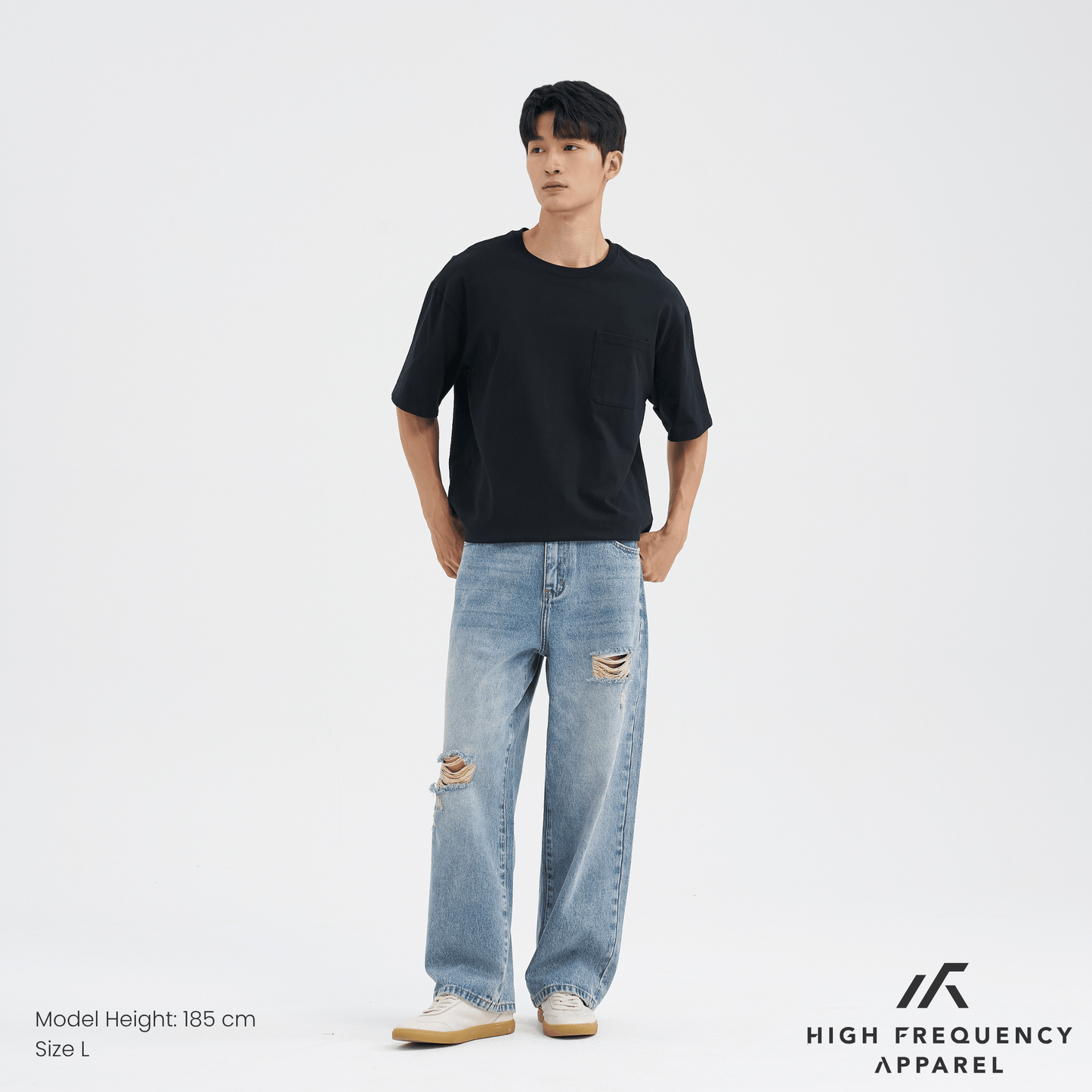 straight cut distressed jeans