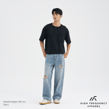 Straight Cut Distressed Jeans