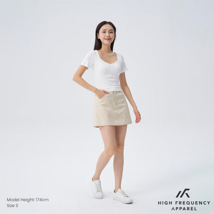 HFA Women’s Soft Stretch Diamond Neck Ruched Padded Tee