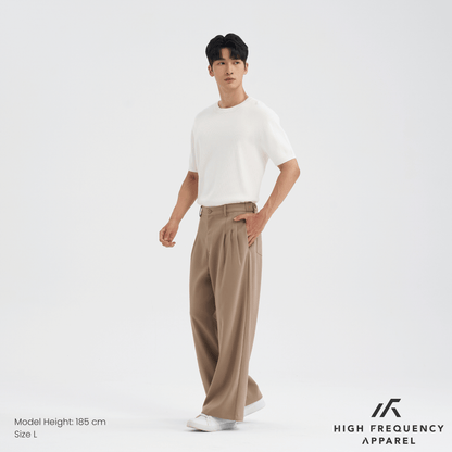 High Waisted Triple Pleated Dress Trousers With Side Adjusters